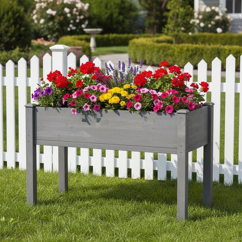 Natural Elevated Planter Box for Outdoor Use with Eco-Friendly Finish