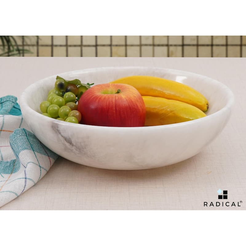 Marble Fruit Bowl 10'Handmade Fruit and Vegetable Holder - Decorative Bowl For Kitchen Counter Décor