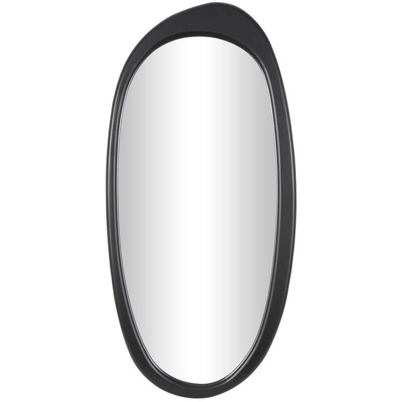 Black Wooden Oval Abstract Room Wall Mirror