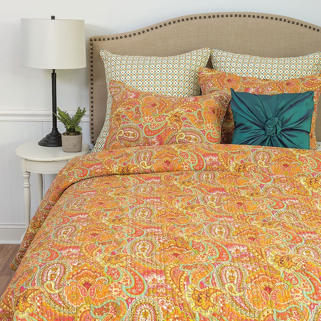 Veda Full/Queen Quilt 100% Cotton Lightweight Machine Washable Reversible Bedspread Coverlet