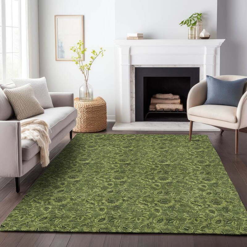 Premium Washable Super Soft Floral Mayfield Rug - Olive - 10' x 14' - Rectangle