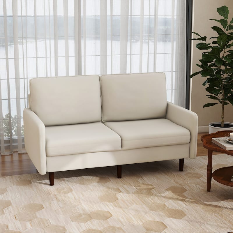 Velvet Loveseat Sofa With Wood Legs