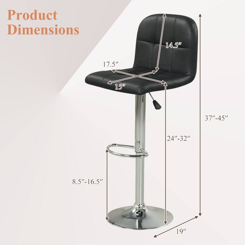 Gymax Swivel Bar Stools Set of 2 w/ Backrests Footrests & Metal Base