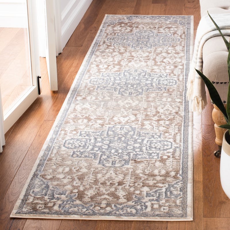 SAFAVIEH Lagoon Desiderata Medallion Rug - 2'2" x 9' Runner - Beige/Grey