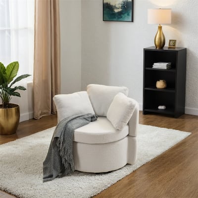 Teddy Fabric Swivel And Storage Chair w/Back Cushion For Living Room
