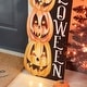 preview thumbnail 8 of 10, Glitzhome 42"H Lighted Halloween Wooden Pumpkins Porch Sign with Timer