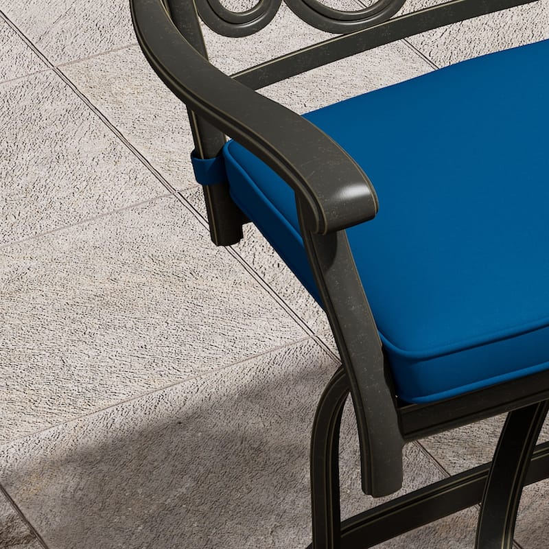 Cast Aluminum Outdoor Stool with Cushion (Set of 2)