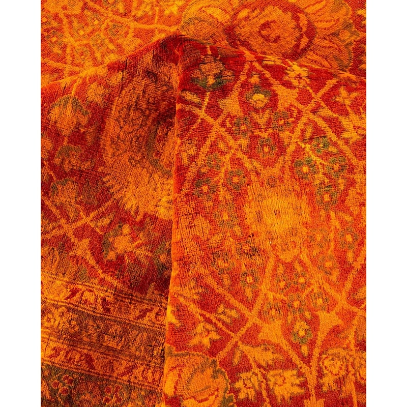 Overton Handknotted Wool Vintage Inspired Contemporary Overdyed Yellow Area Rug - 17' 1" x 9' 4"