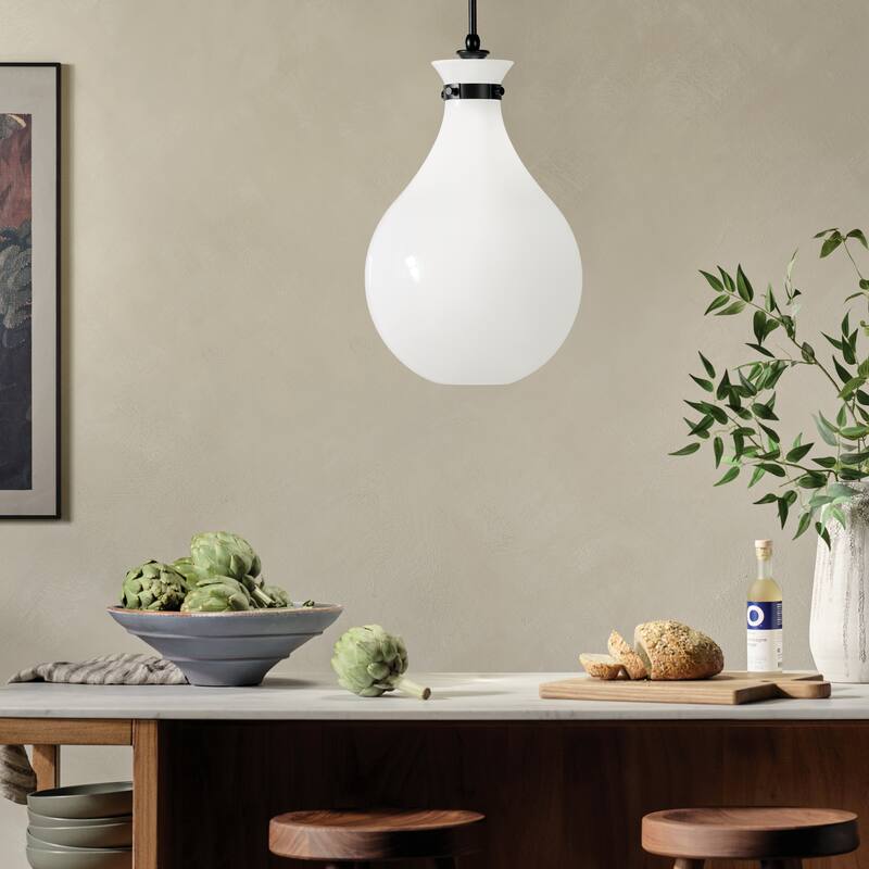 Kichler Lighting Laria 14 Inch 1 Light Pendant with Opal Glass in Black