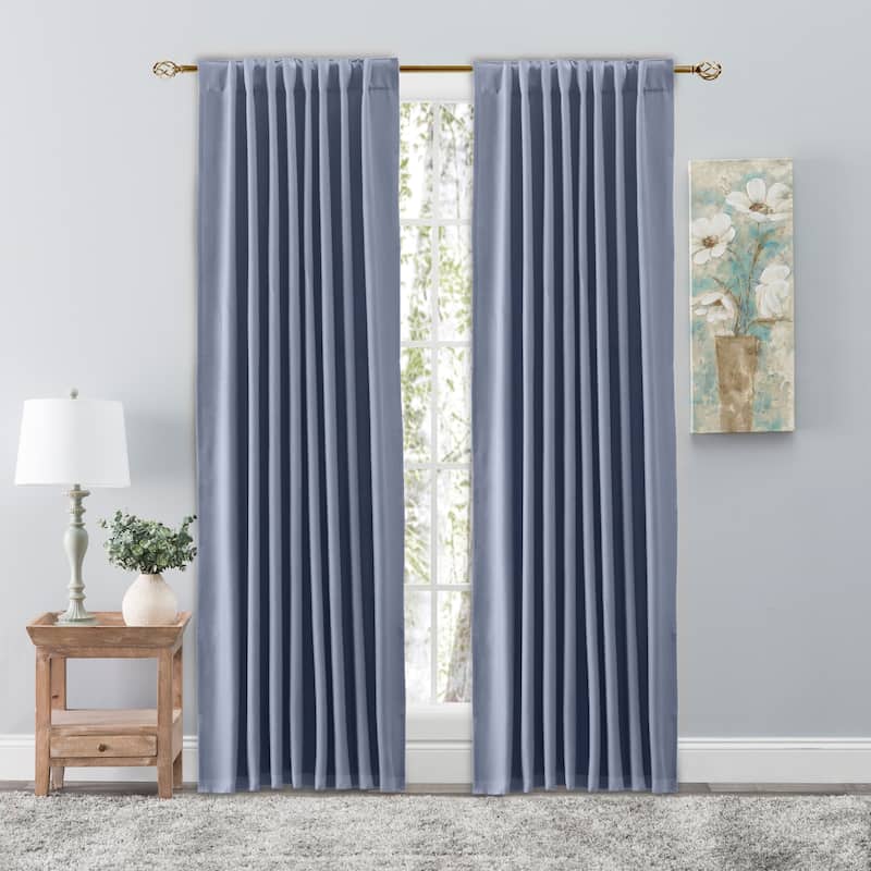 Glasgow Elegant Rod Pocket Curtain Panel with Back Tabs - 56"W x 84"L - Cornflower Blue