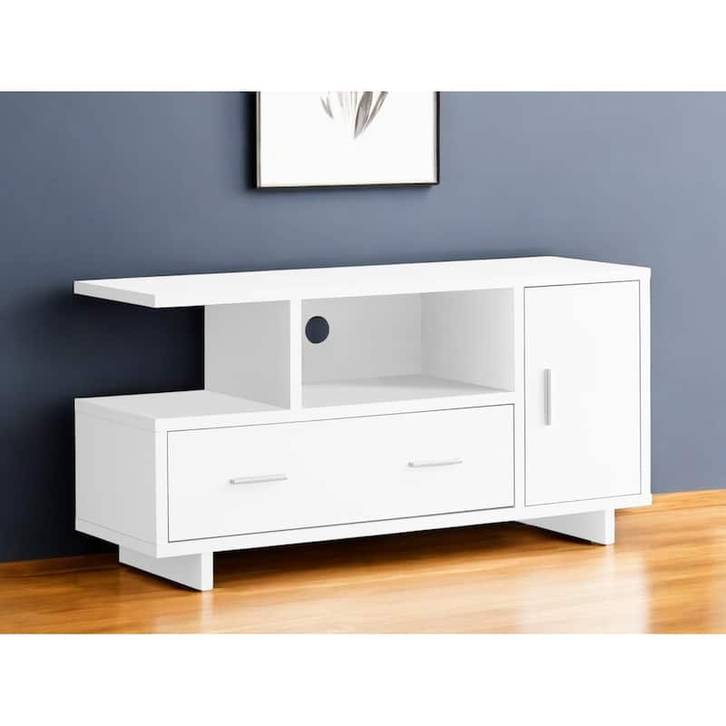 HomeRoots 47" White Cabinet Enclosed Storage TV Stand - n/a