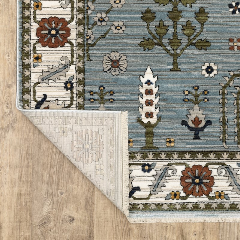 Style Haven Kellan Oriental Tree of Life Pale Blue/ Green Area Rug