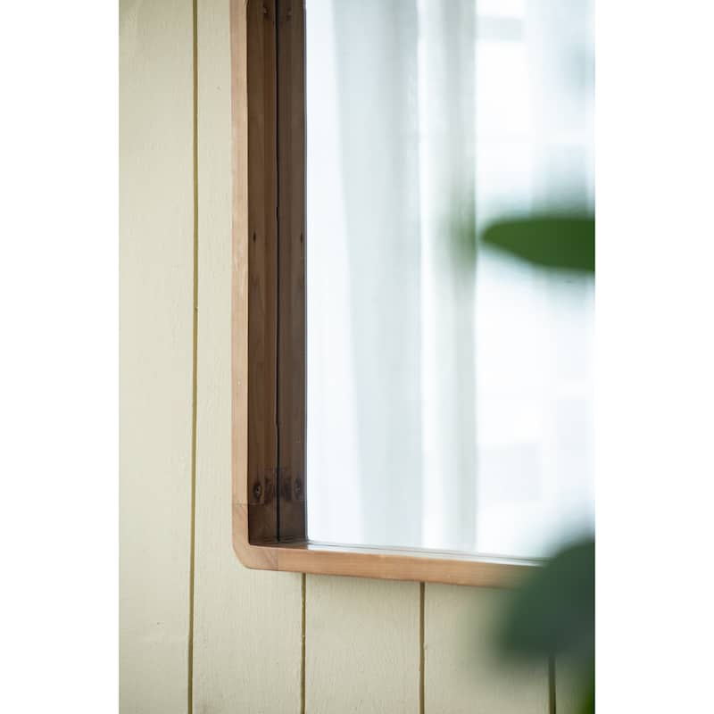 24"x36" Rectangle Wood Mirror, Farmhouse Wall Decor for Living Room Bedroom Entryway - Brown