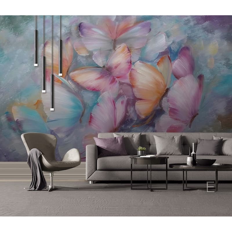 GK Wall Design Colorful Butterflies Natural Removable Wallpaper
