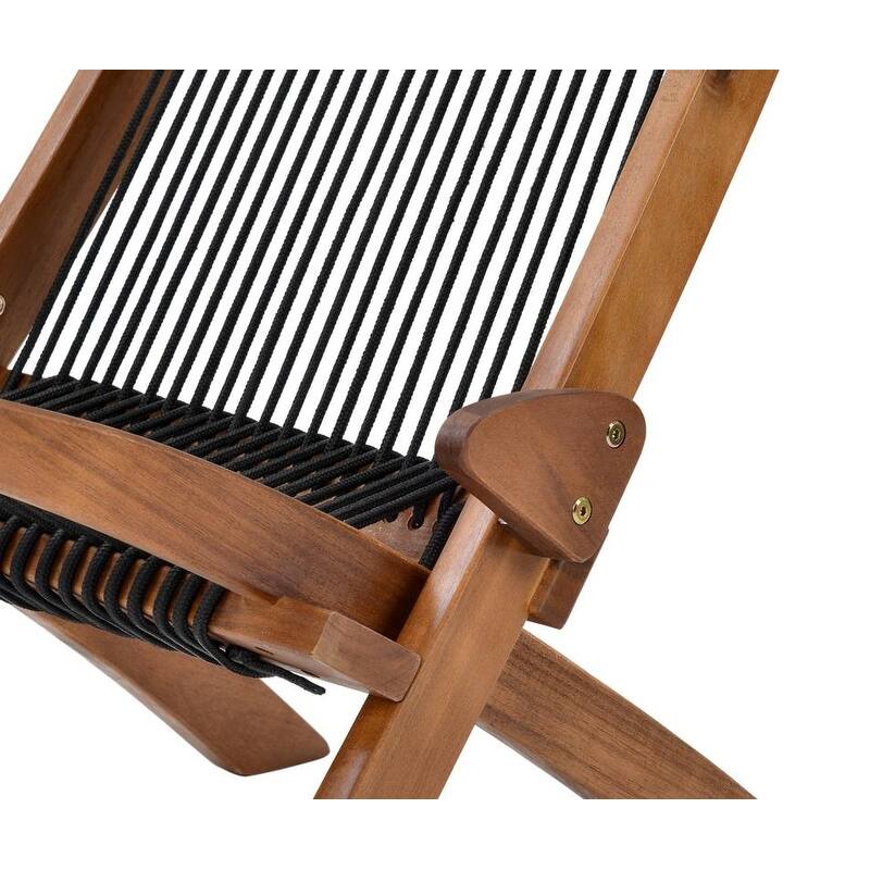 No Assembly Folding Roping Wood Chair - Stylish Indoor Outdoor Relaxing Chair