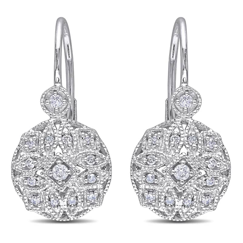 Miadora 14k White Gold 1/6ct TDW Diamond Earrings - 19.7 mm x 9.6 mm x 14 mm - 19.7 mm x 9.6 mm x 14 mm
