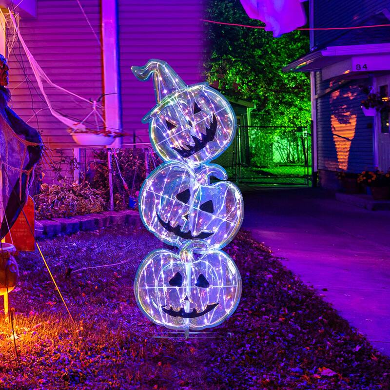 Costway 3.4 FT Halloween Stacked Pumpkins 150 LED Lighted Pumpkin - See Details