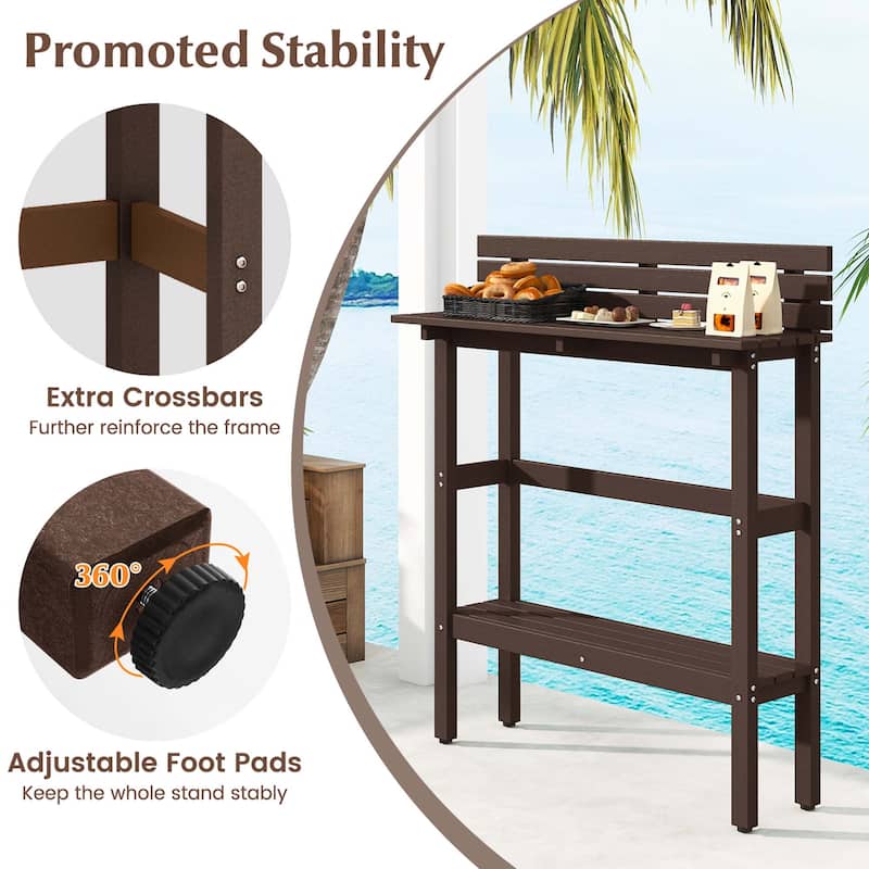 Costway 48" Outdoor Bar Table with Storage Shelf & Adjustable Foot - See Details