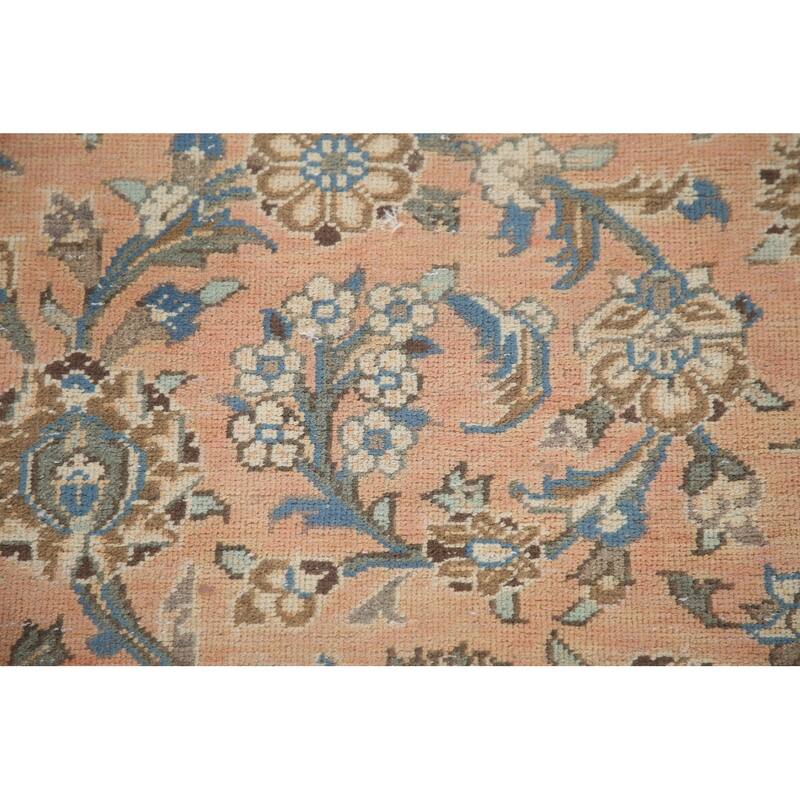 Hand Knotted Oriental 100% Wool Carpet Traditional Floral Pink Mashad Area Rug - 13' 2'' X 9' 9''