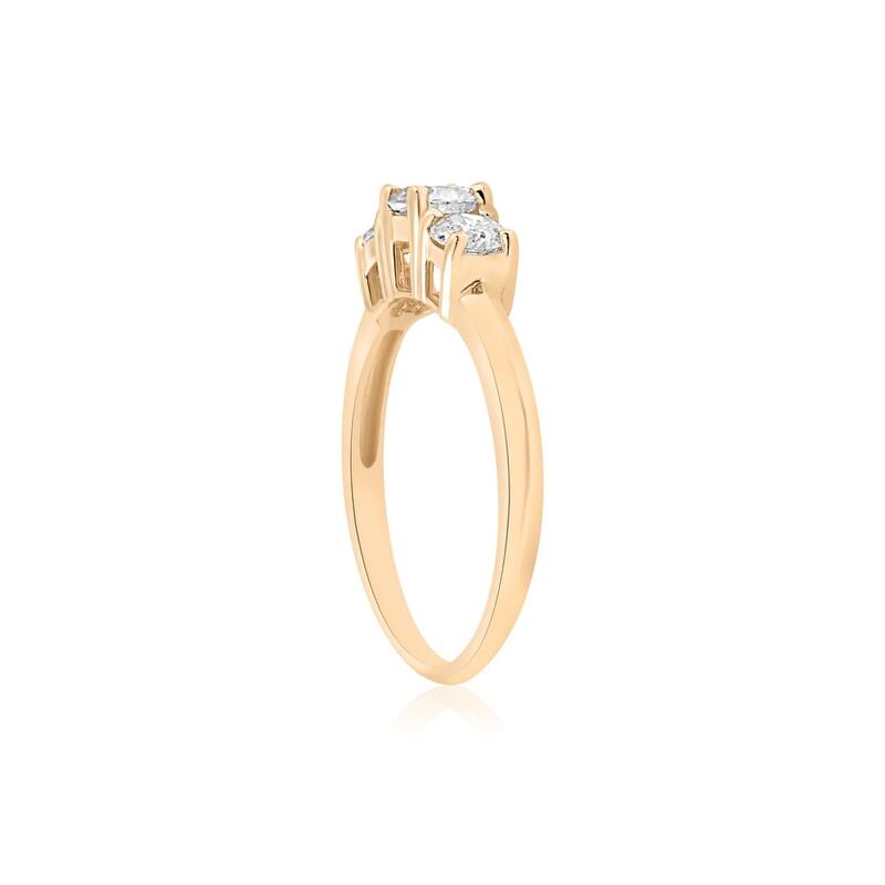 1ct 3 Stone Diamond Engagement Round Cut Ring Yellow Gold