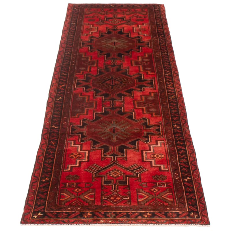ECARPETGALLERY Hand-knotted Andelz Red Wool Rug - 3'4 x 9'7