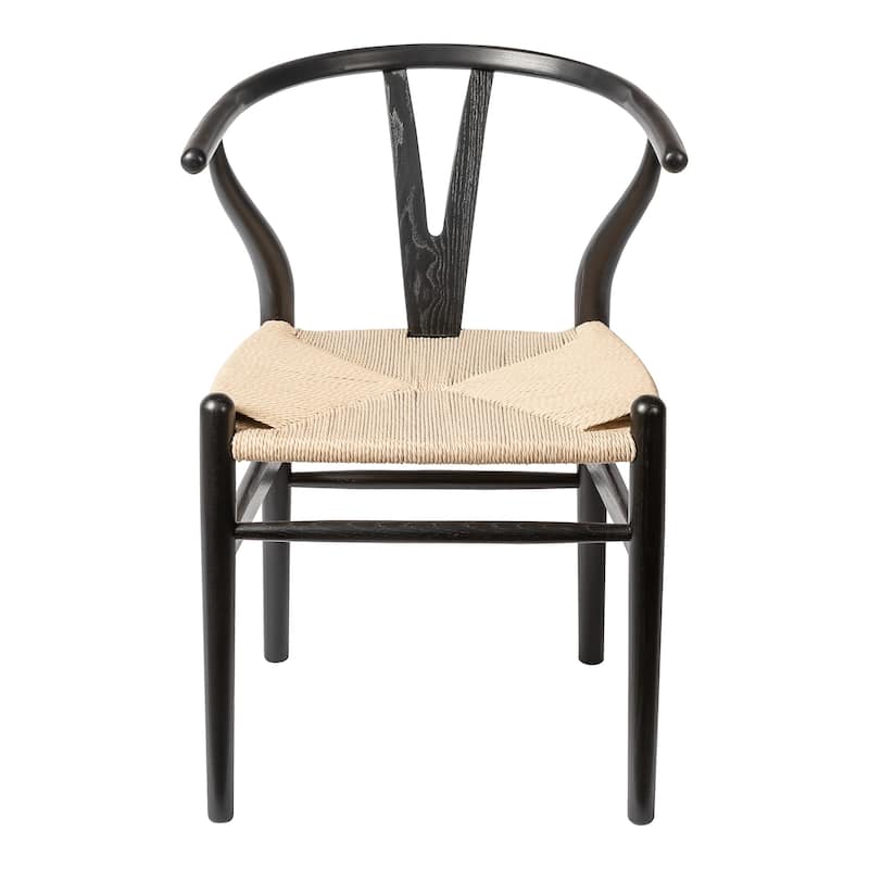 Albany-2 - Black - Natural Papercord Seat (Set of 2)