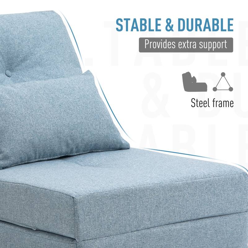 Convertible Flip Chair, Floor Lazy Sofa, Folding Upholstered Couch Bed with Adjustable Backrest