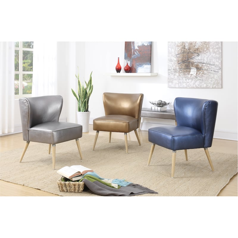 Amity Side Chair in Sizzle Pewter Fabric with Solid Wood Legs