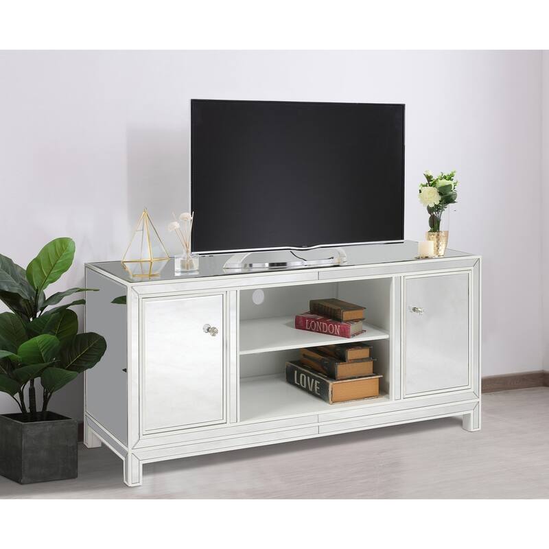Indigo Home 60 In. Mirrored TV Stand In White