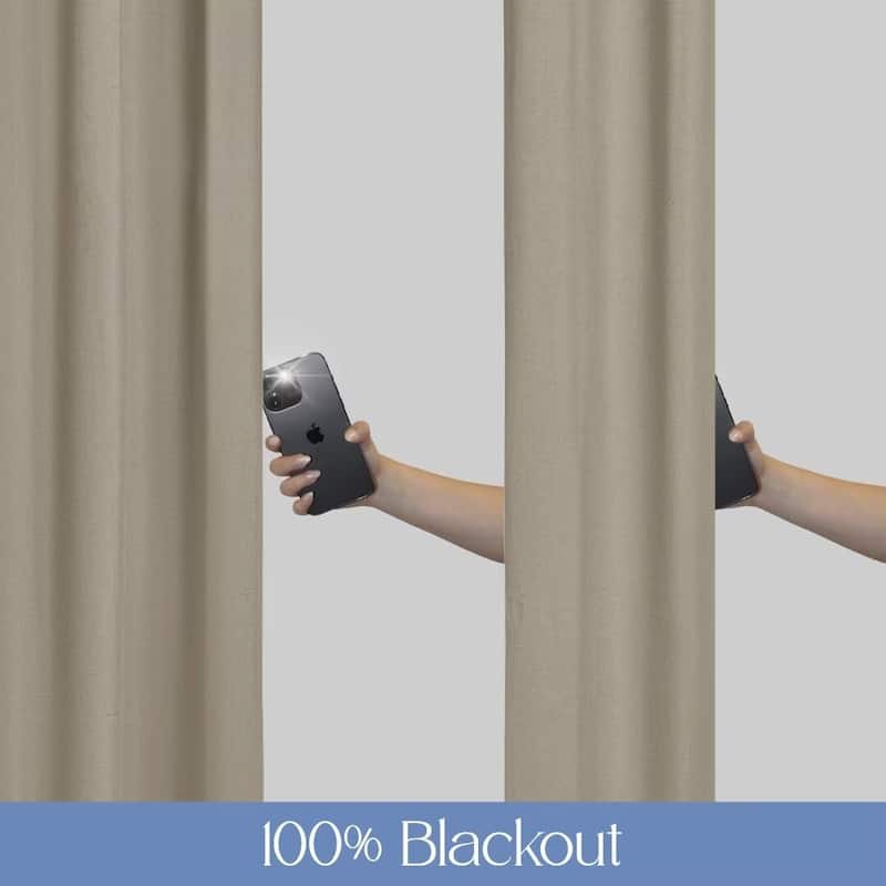 Linen Slub Blackout Grommet Curtain Pair(2 Panels)