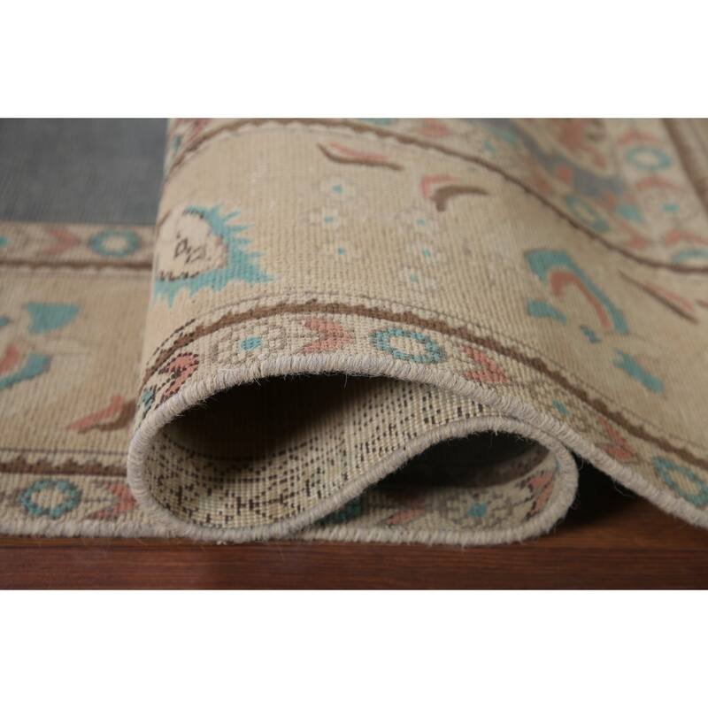 Medallion Geometric Tabriz Persian Vintage Rug Handmade Wool Carpet - 6'6" x 9'6"