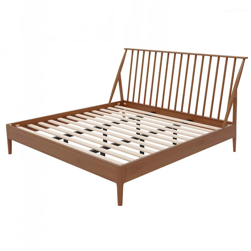 Solid Bamboo Wood Spindle Platform King Bed