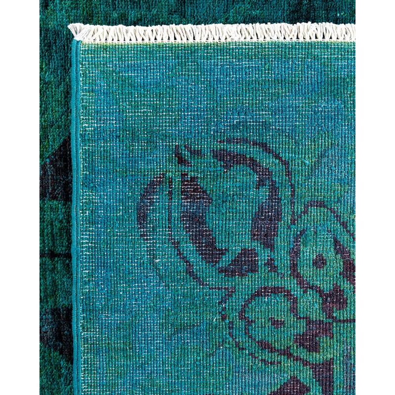 Overdyed, One-of-a-Kind Hand-Knotted Area Rug - Green - 5' 10" x 9' 1"