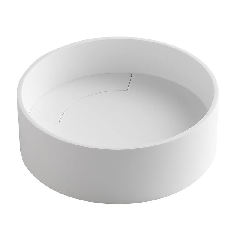 15" Round White Matte Solid Surface Resin Sink