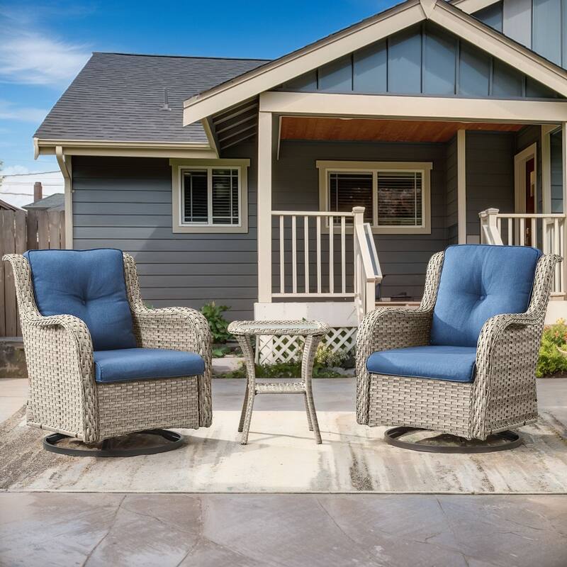 Pocassy Outdoor Glider Chairs Table with 4Inch 5Inch 6Inch Cushion