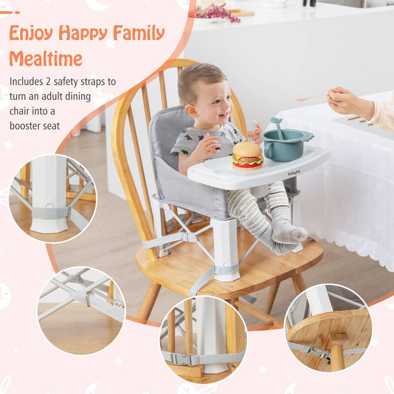 Babyjoy Baby Travel Booster Seat with Double Tray Portable Folding - See Details