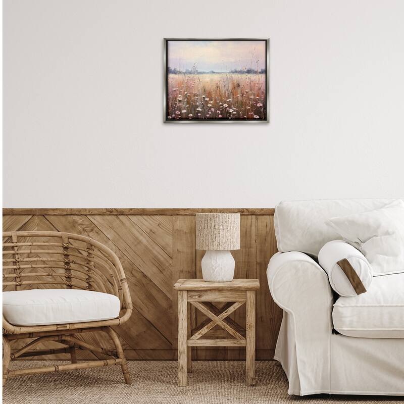 Stupell Neutral Tone Wildflower Field Framed Floater Canvas Wall Art Design By Arlington Prints