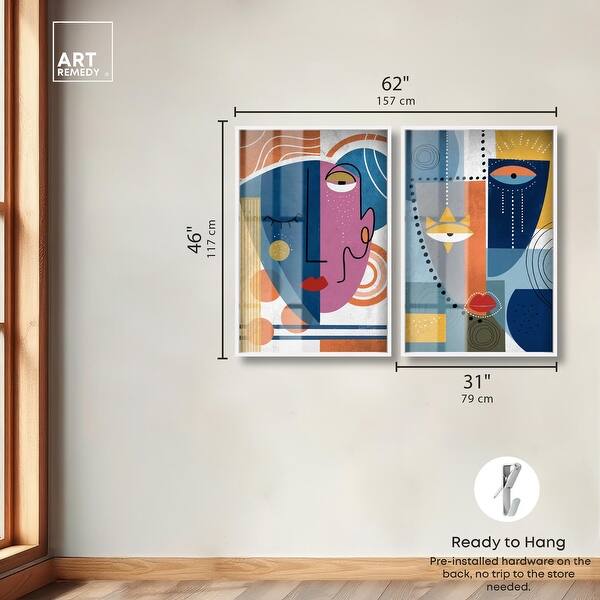 dimension image slide 7 of 18, Abstract Mask Series Living Room Set Shadowbox Print by Art Remedy