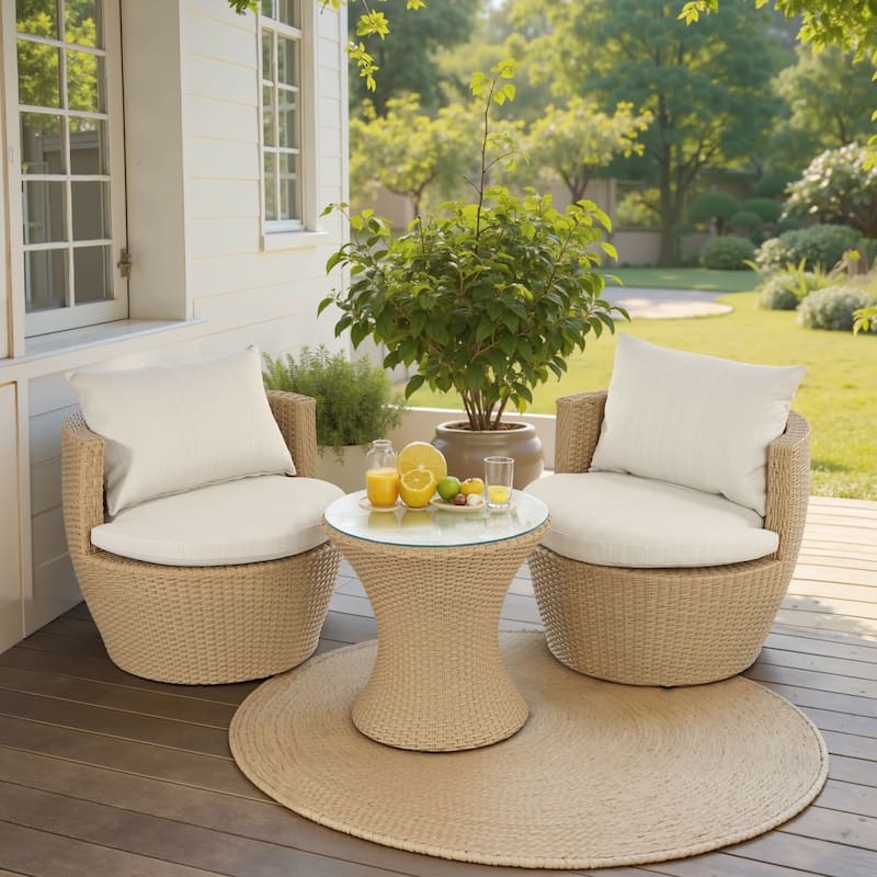 Kono 3-piece Wicker Chat Set by Christopher Knight Home