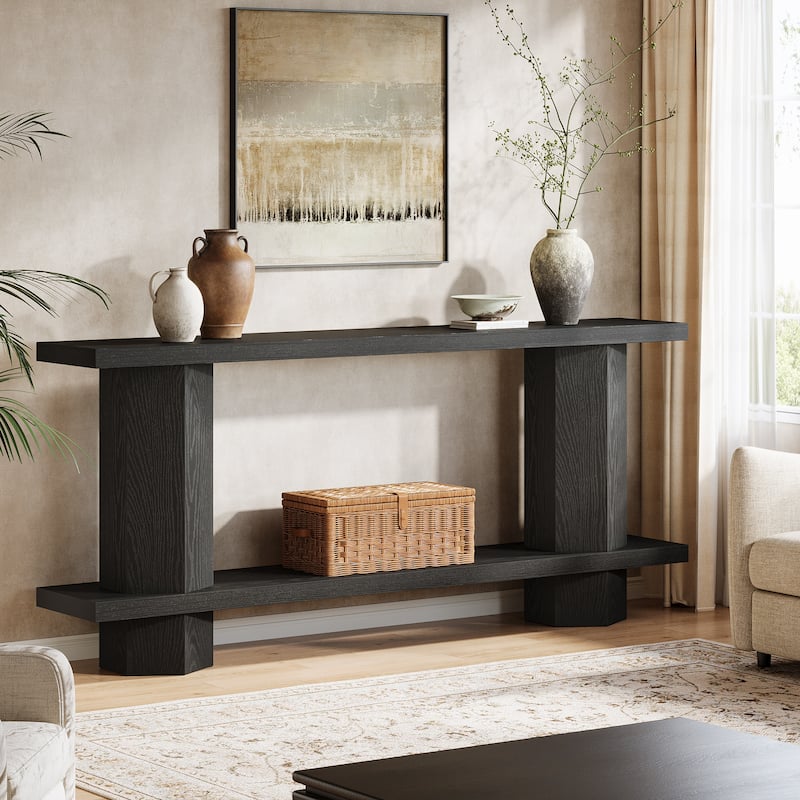 71'' Long Console Table for Entryway, Wood Sofa Table Behind Couch