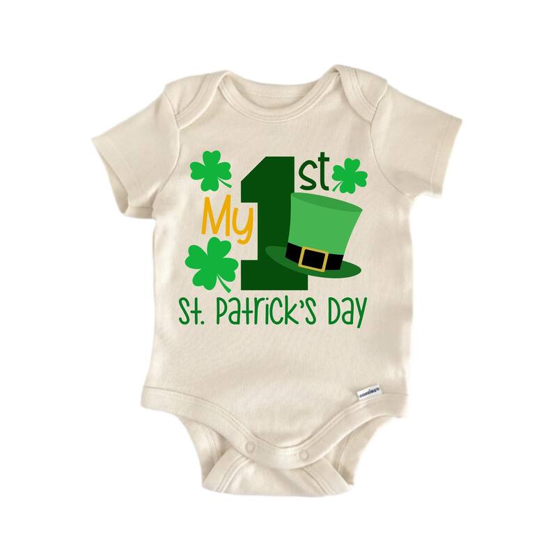 My 1st St. Patrick's Day - Baby Boy Girl Clothes Infant Bodysuit Funny Cute - White - 6-9M