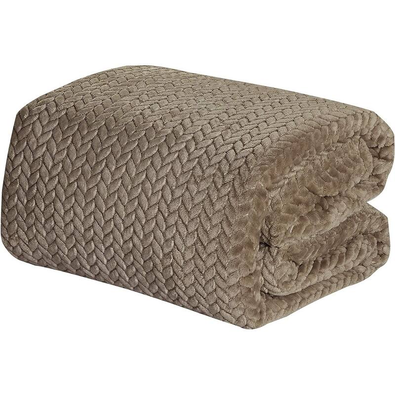 Noble House by Decor&More Oversized and Extra Heavy Chevron Braided Throw Blanket (50" x 70") (Mocha)