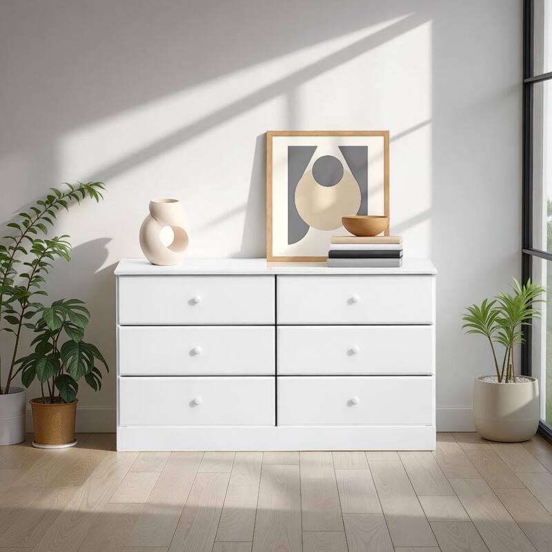 Prepac Astrid 6 Drawer Double Dresser for Bedroom, Wide Chest of Drawers, Bedroom Furniture, Traditional Furniture.