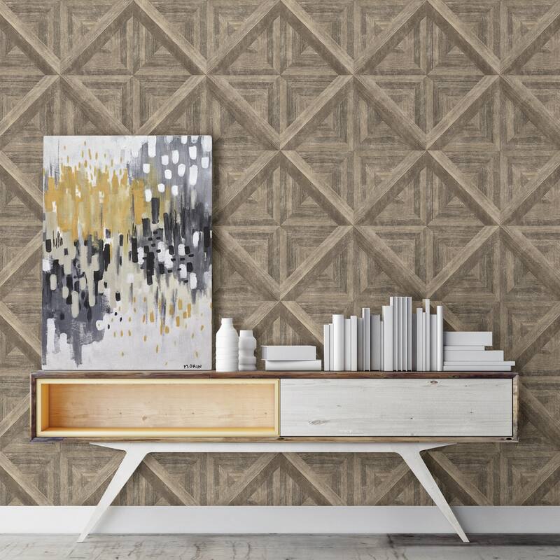 A-Street Prints Carriage Brown Geometric Wood Wallpaper