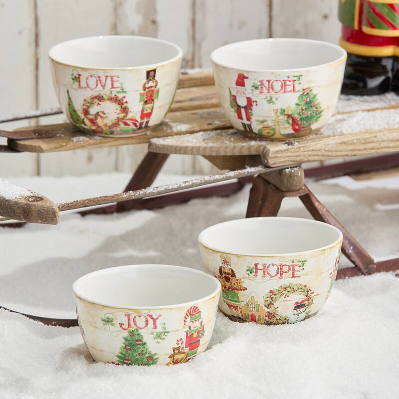 Certifed International Nutcracker Parade Set of 4 Ice Cream/Dessert Bowls 5.25" x 3" 4 Assorted Designs - 5.25 L x 5.25 W x 3 H