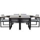 preview thumbnail 9 of 34, 7-Piece Outdoor Patio Steel Dining Set with Umbrella Hole and 6 Cushioned Armchairs
