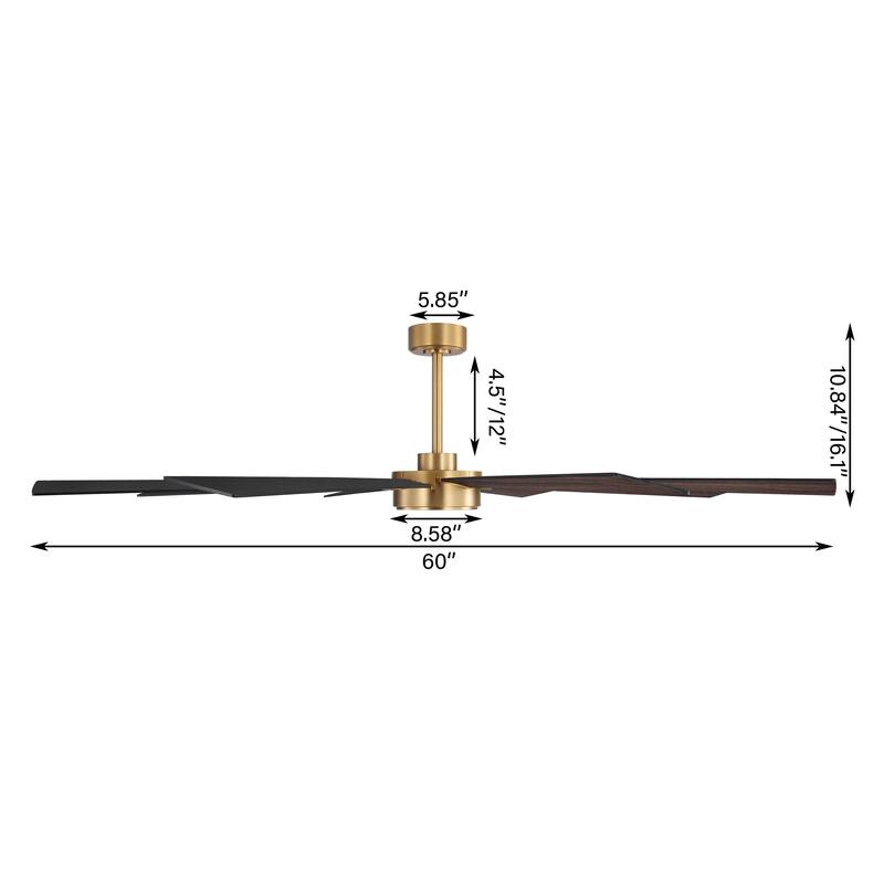 MLiAN 8-Plywood Double-Sided Blades Indoor Standard Black Ceiling Fan with Remote Down-Rod Mount