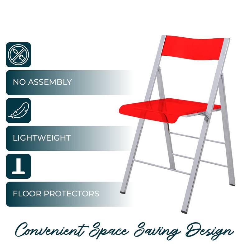 Menno Foldable Acrylic Dining Chair with Metal Frame – Modern Transparent Seat for Indoor Outdoor Kitchen Office or Events