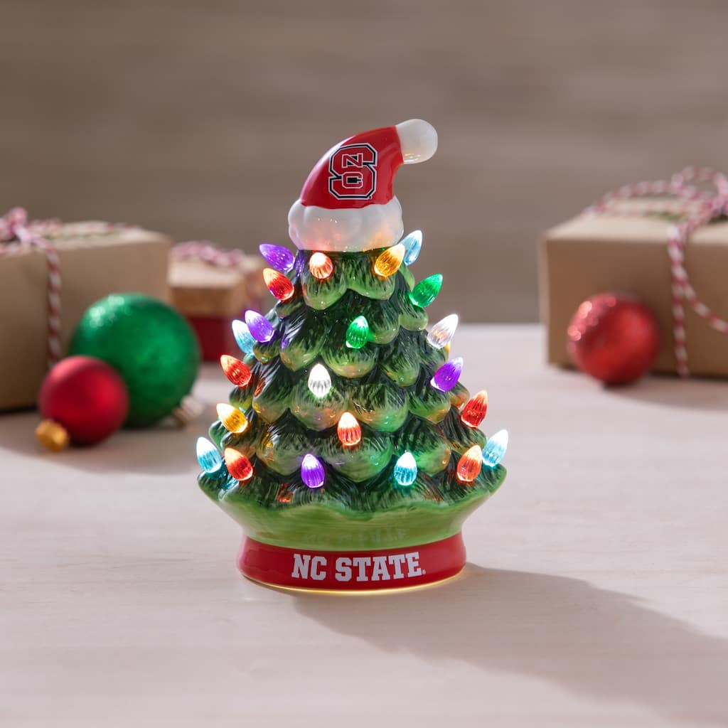 8" LED Ceramic Tabletop Christmas Tree, North Carolina State University