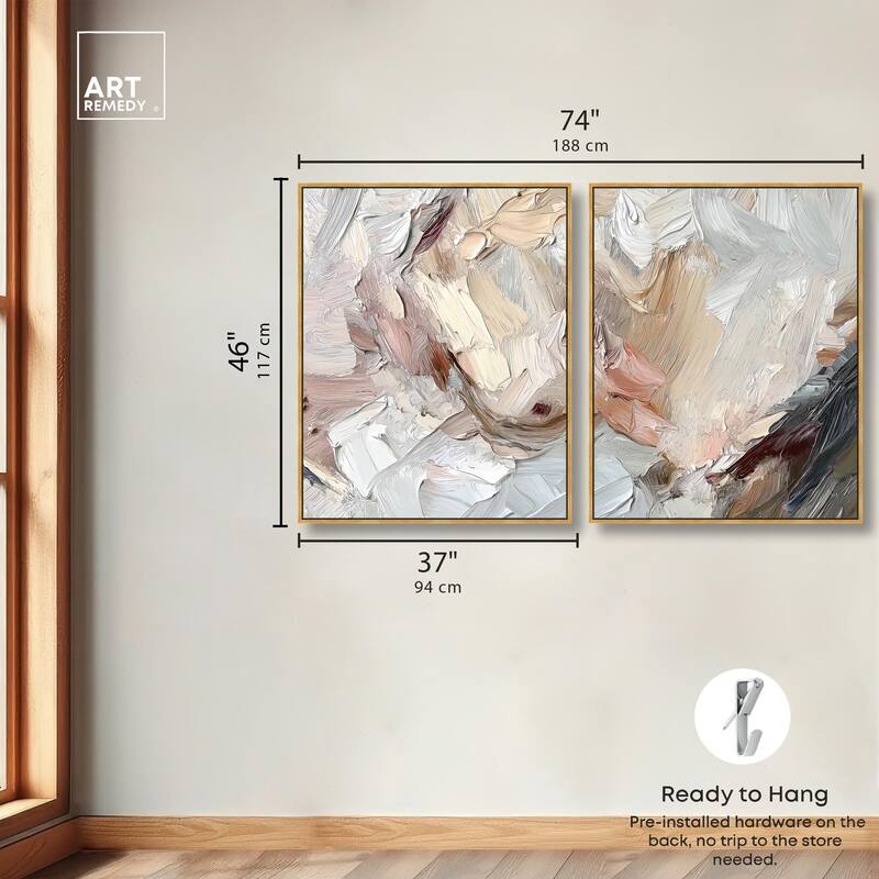 Running Horse Neutral I Canvas Set of 2 by Art Remedy